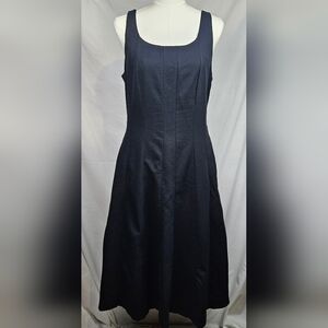 NWOT A New Day Black Drop Waist A-line Corset Midi Dress 8 Witchy Dark Romantic